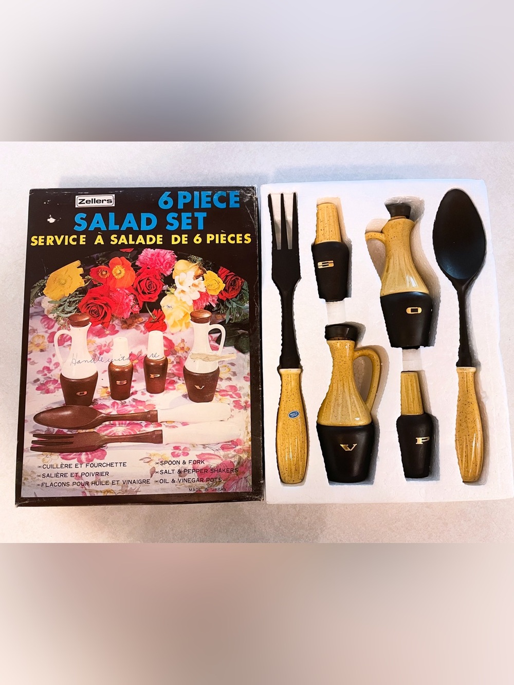 Vintage Zellers Ceramic 6-Piece Salad Serveware Set – made in Japan